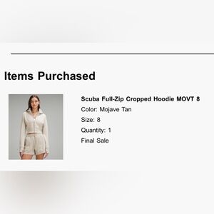 Lululemon scuba Full-Zip Cropped Hoodie